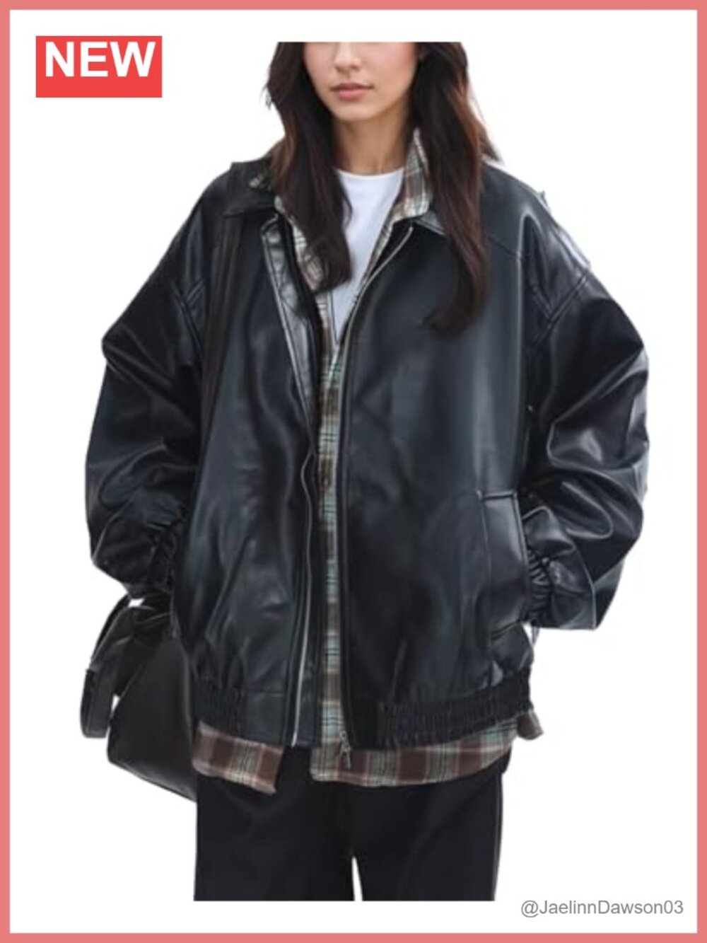 Women's Retro PU Leather Moto Jacket Faux Leather Casual